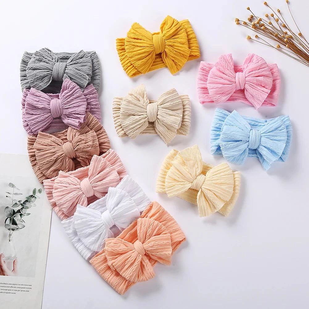 Newborn Solid Cable Baby Bow Headband for Child