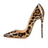 Womens leopard high heels, pointed toe stiletto pumps in leopard print.