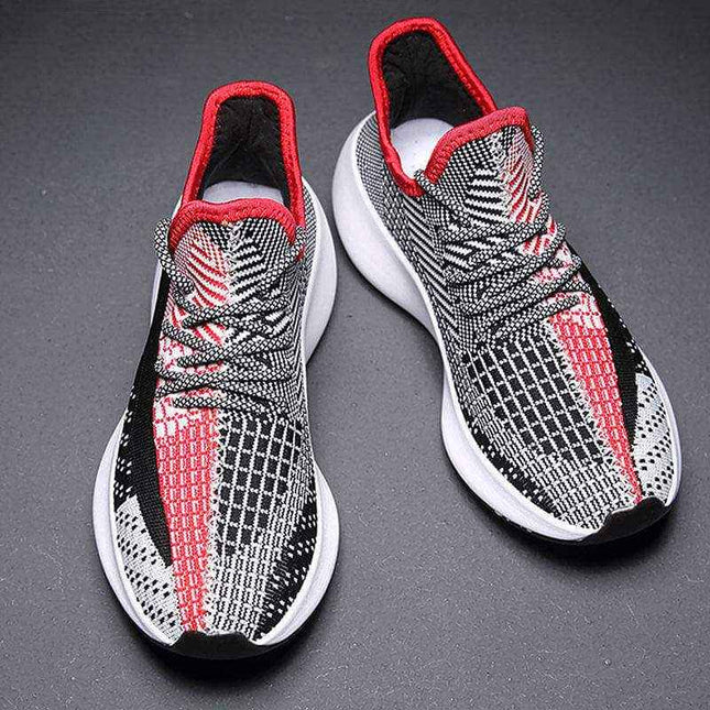 Men's fashion trend casual shoes with breathable flying weave upper and non-slip outsole.