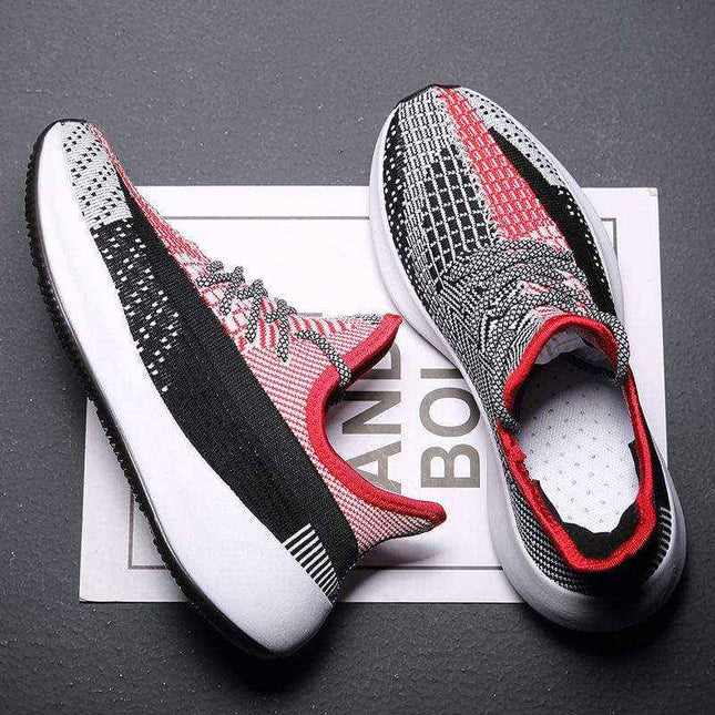 Men's fashion trend casual shoes with breathable flying weave upper and non-slip outsole.