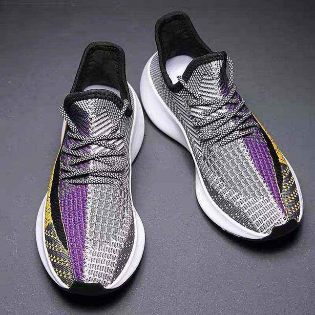 Men's fashion trend casual shoes with breathable flying weave and non-slip outsole.