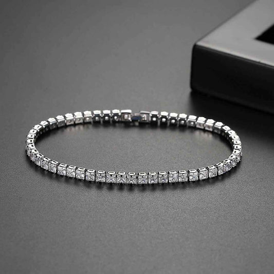 New Fashion Simple Tennis Bracelet for Women inspired by Jane Birkin style, minimalist design with high-quality stones on dark background.