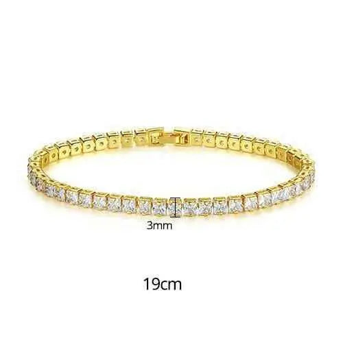 New Fashion Simple Tennis Bracelet for Women, gold with sparkling stones.