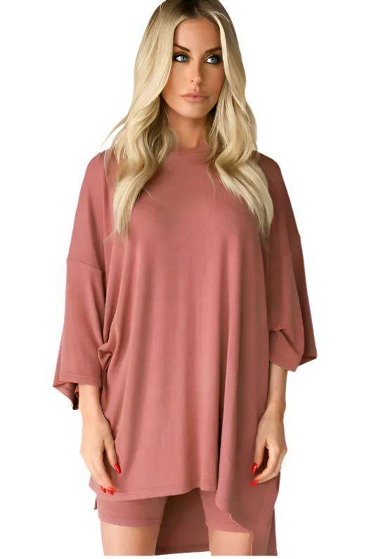 Women's Clothing Fashion Solid Color Loose T-shirt Tight ShortsElevate your wardrobe with our Women's Clothing Fashion Solid Color T-shirt and Shorts set. Made with high-quality viscose fiber, this outfit is not only comfortable2 piece setPlush Fashions ShopPlush Fashion Shop