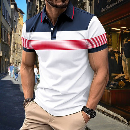 Men's Casual V-neck Button Business Striped All-matching Polot ShirtElevate your casual style with our Men's Casual V-neck Button Business Striped Polo Shirt! Available in gray, khaki, green, white, and navy blue, our shirt features Men's Polo ShirtsPlush Fashions ShopPlush Fashion Shop