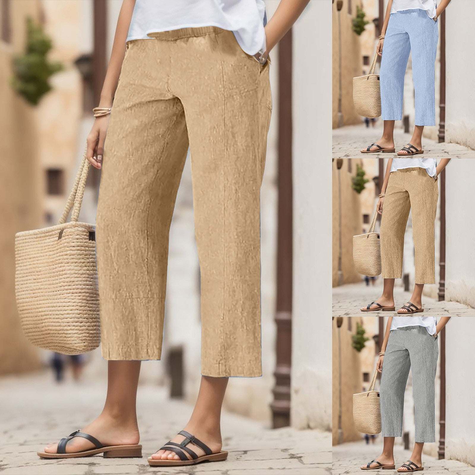 Solid Color High Waist Harem Casual PantsIntroducing our Solid Color High Waist Harem Casual Pants, available in khaki, gray, and blue. Made with comfortable cotton material and designed in a tight pants stLies pantsPlush Fashions ShopPlush Fashion Shop