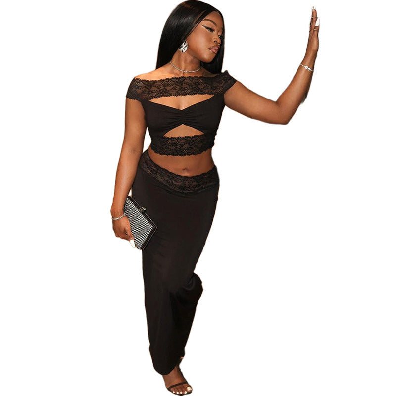 Street Ladies Hollow Lace Bare Midriff High Waist SuitElevate your style with our Street Ladies Hollow Lace Bare Midriff High Waist Suit. Available in black and sizes S, M, L, this suit features a long skirt and quarter2 piece skirt setPlush Fashions ShopPlush Fashion Shop