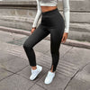 Women's black fashion temperament pure color slim trousers.