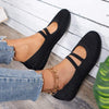 Women's fashionable breathable soft bottom mom shoes in black, featuring a round toe and adhesive texture technology, perfect for summer outings.