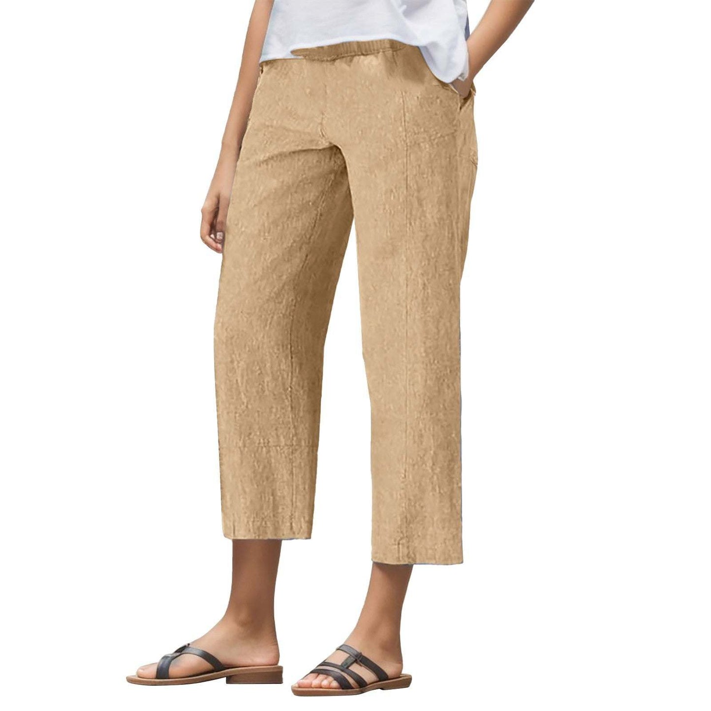 Solid Color High Waist Harem Casual PantsIntroducing our Solid Color High Waist Harem Casual Pants, available in khaki, gray, and blue. Made with comfortable cotton material and designed in a tight pants stLies pantsPlush Fashions ShopPlush Fashion Shop