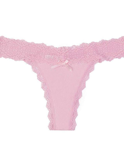 Multi-color lace women's panty set with cotton crotch, mid-waist design.