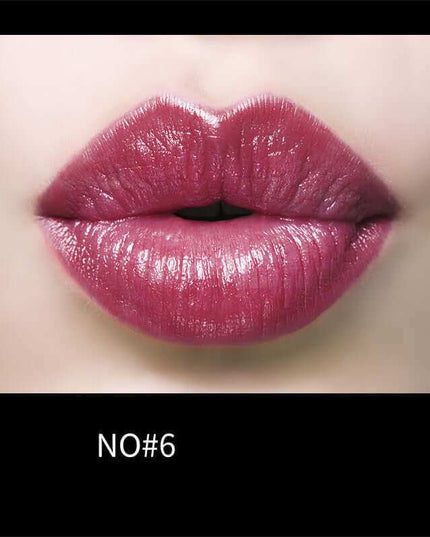 Plush Fashions moisturizing lipstick in vibrant shade number 6.