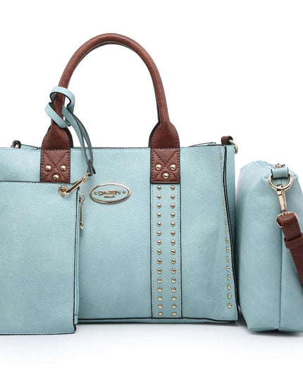 Chic 3-piece handbag set for professional women with tote, shoulder bag, and clutch.