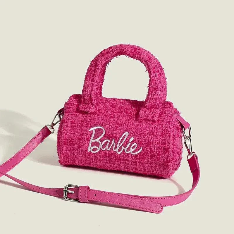 Kawaii pink pillow-shaped Barbie handbag for women.