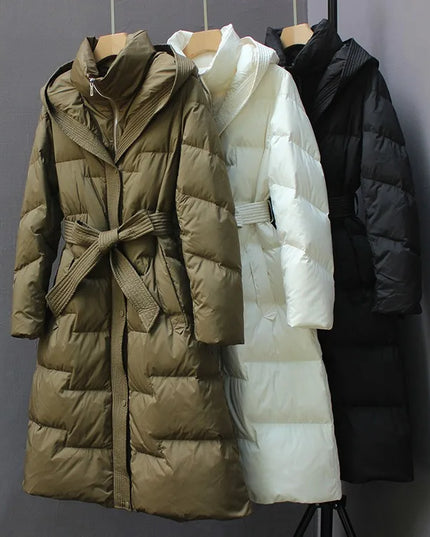 New Winter Hooded Over The Knee Puffer Coats For  Women - Plush Fashion Shop #