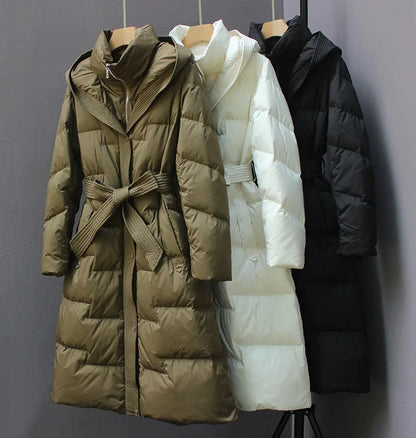 New Winter Hooded Over The Knee Puffer Coats For  Women - Plush Fashion Shop #