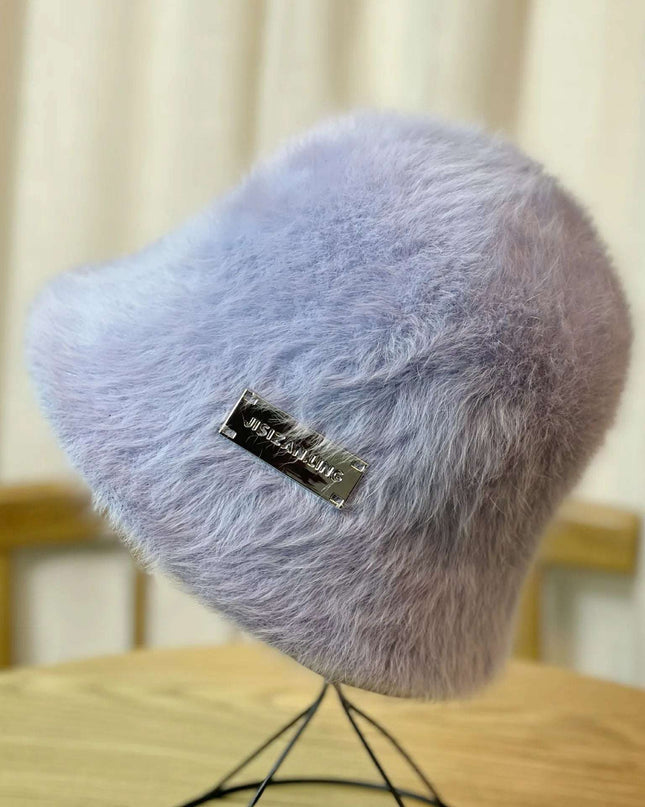 Elegant Women's  New Fashionable Fur Warm Beanie Plush Bucket Hat - Plush Fashion Shop #