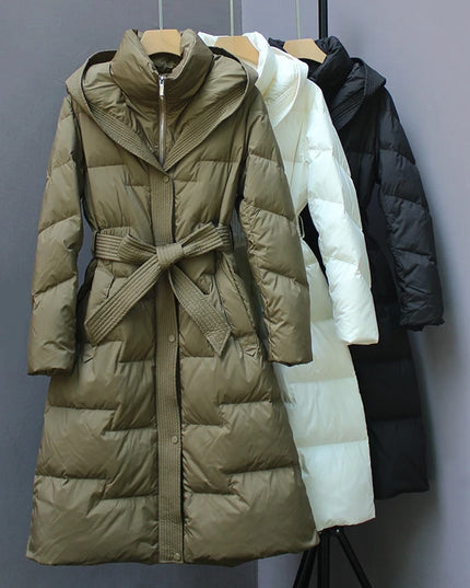 New Winter Hooded Over The Knee Puffer Coats For  Women - Plush Fashion Shop #