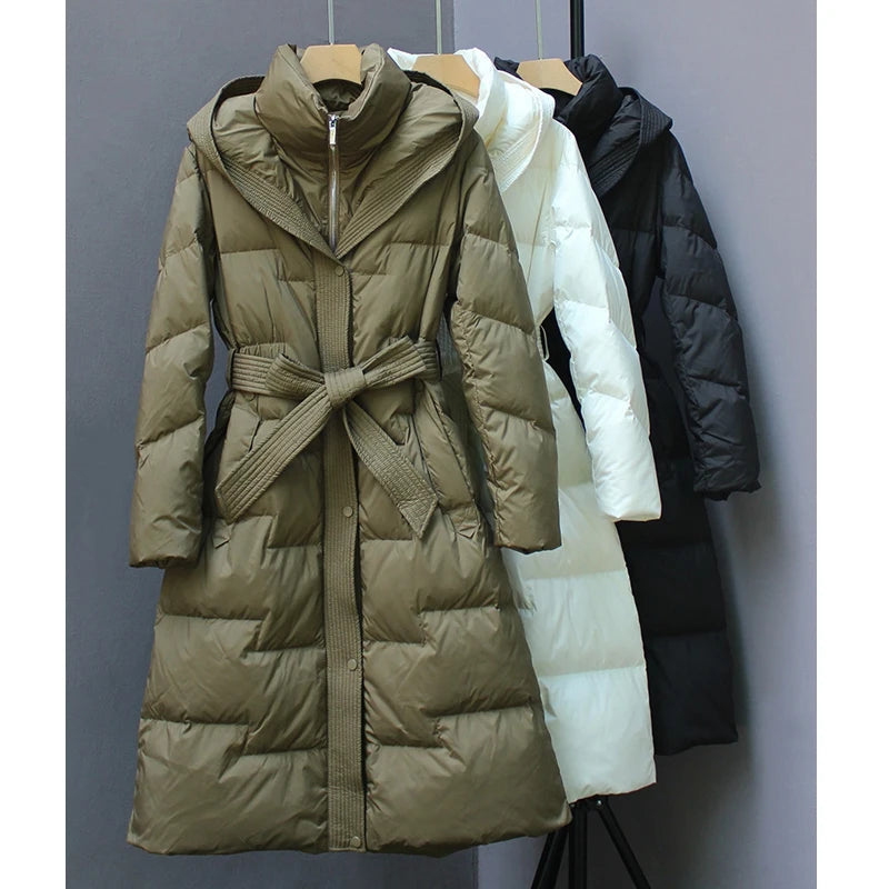 New Winter Hooded Over The Knee Puffer Coats For  Women - Plush Fashion Shop #