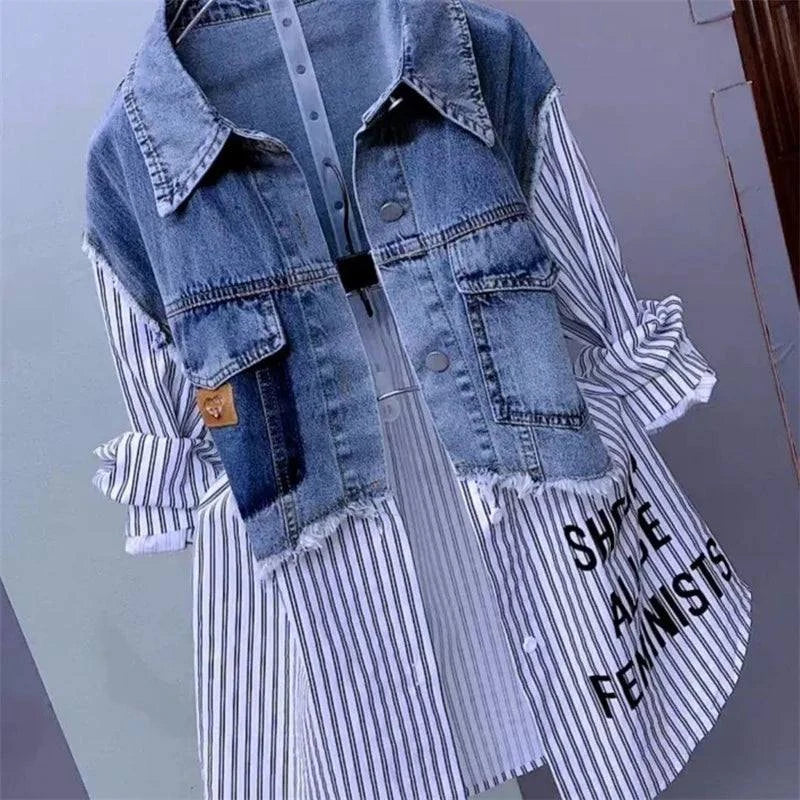 New Design Sense Stitching Women Fashion Striped Denim JacketGet ready to make a statement with our New Design Sense Stitching Women Fashion Striped Denim Jacket! With its unique and stylish stitching, this jacket will elevateShirtsPlush Fashions ShopPlush Fashion ShopDesign Sense Stitching Women Fashion Striped Denim Jacket