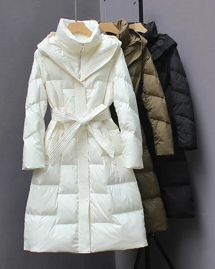 New Winter Hooded Over The Knee Puffer Coats For  Women - Plush Fashion Shop #