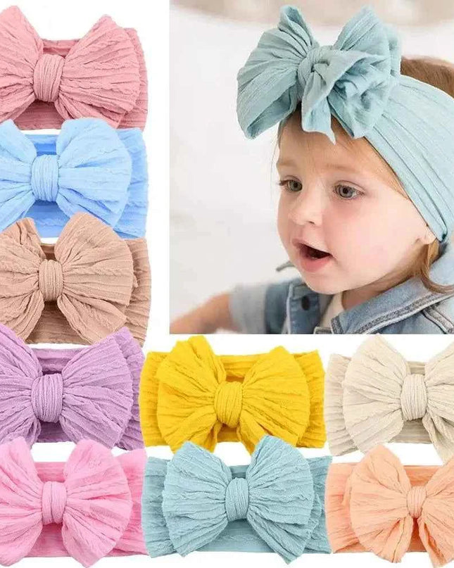 Newborn Solid Cable Baby Bow Headband for Child - Plush Fashion Shop #