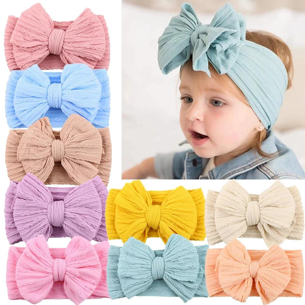 Newborn Solid Cable Baby Bow Headband for Child