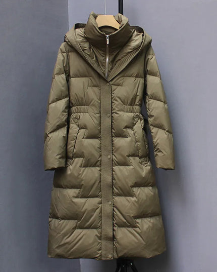 New Winter Hooded Over The Knee Puffer Coats For  Women - Plush Fashion Shop #