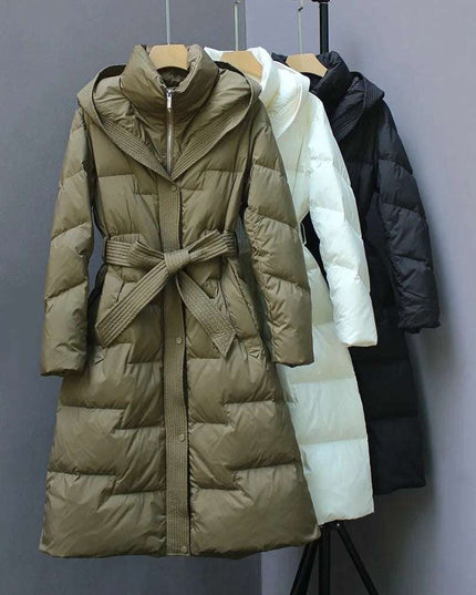 New Winter Hooded Over The Knee Puffer Coats For  Women - Plush Fashion Shop #