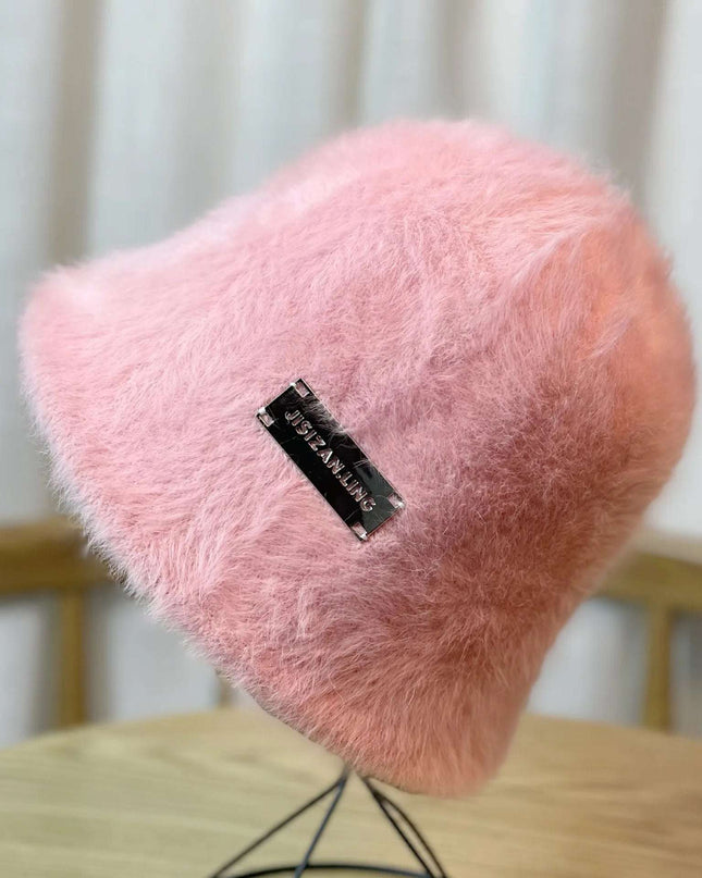 Elegant Women's  New Fashionable Fur Warm Beanie Plush Bucket Hat - Plush Fashion Shop #