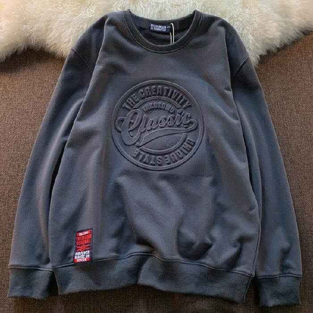 Scale Sweater Concave-convex Round Neck Fashion Style in Dark Gray