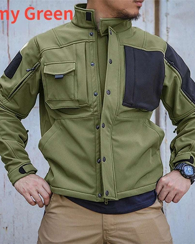 Tactical  Men's Military Soft Shell  Waterproof Windproof Fleece Warm  Multi-pocket Coats - Plush Fashion Shop #