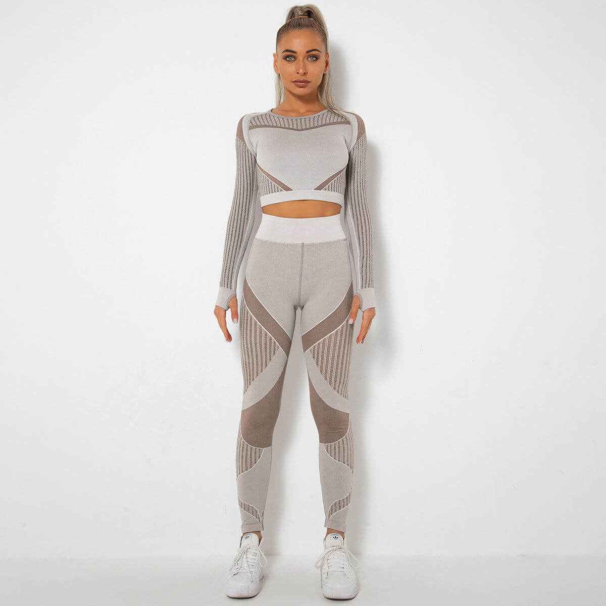 Seamless Knitted Absorbent Yoga Long-Sleeved Suit