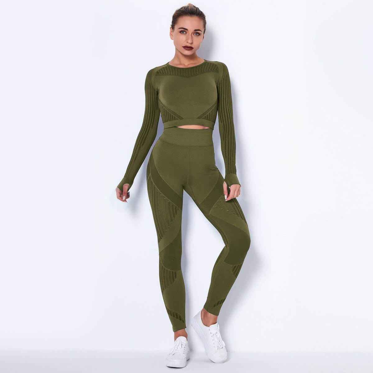 Seamless Knitted Absorbent Yoga Long-Sleeved Suit