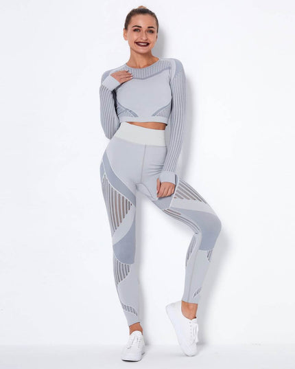 Seamless Knitted Absorbent Yoga Long-Sleeved Suit - Plush Fashion Shop #