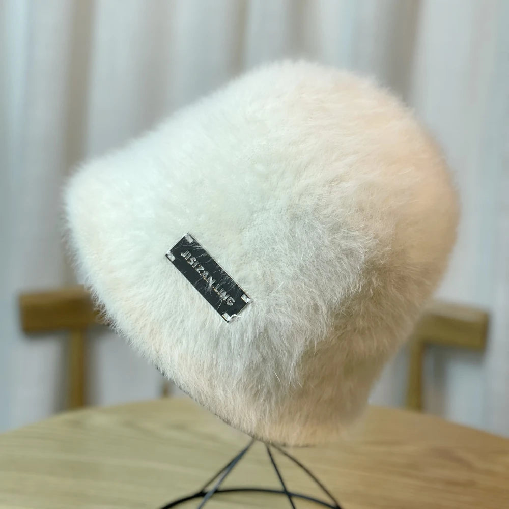 Elegant Women's  New Fashionable Fur Warm Beanie Plush Bucket Hat