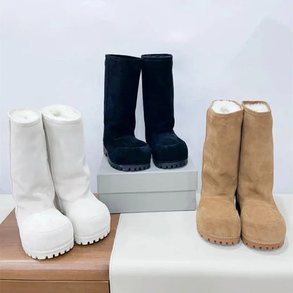 Women new long tube snow boots with big head comfortable  thick warm Boots.