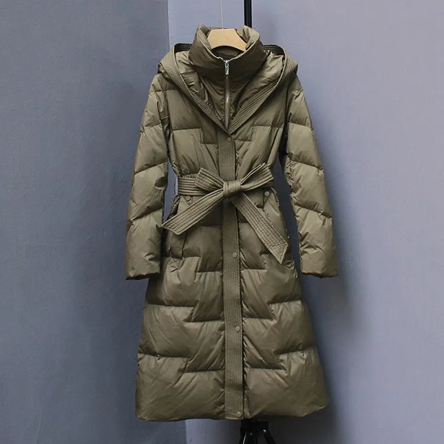 New Winter Hooded Over The Knee Puffer Coats For  Women - Plush Fashion Shop #