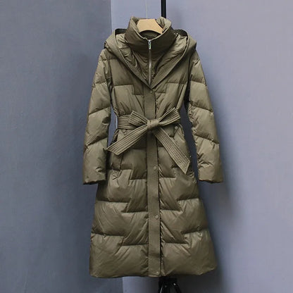 New Winter Hooded Over The Knee Puffer Coats For  Women