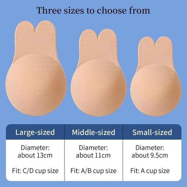 Silicone Adhesive Push-Up Bra with Reusable Breast Lift Tape in three sizes.