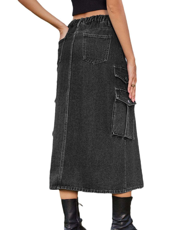 Women's Denim Cargo Casual Skirt - Plush Fashion Shop #