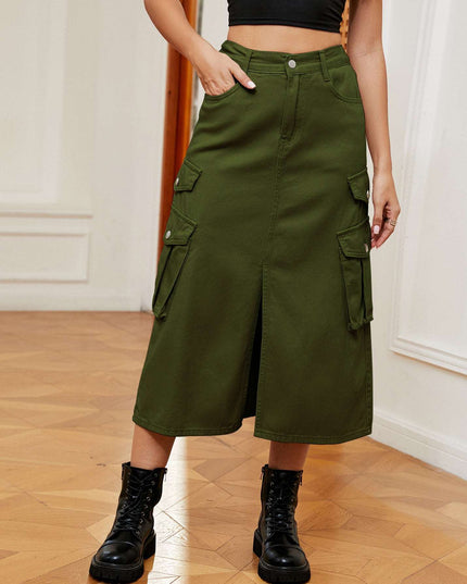 Women's Denim Cargo Casual Skirt - Plush Fashion Shop #