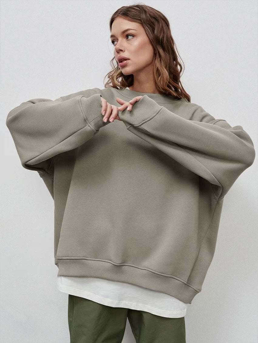 Women's Solid Color Loose Sweater - Plush Fashion Shop #