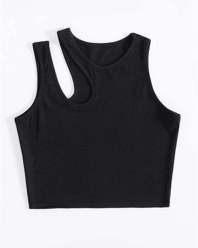 Women's T-Shirts Fashion Hollowed-out Camisole in Black - Vintage Summer Spice Collection.