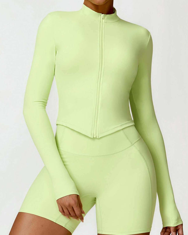 Women's tight long sleeve yoga top in chartreuse, made of high-quality nylon, providing comfort and support for active workouts.