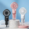 Portable strong power spray humidification mist fan with USB charging, available in black, pink, and white.