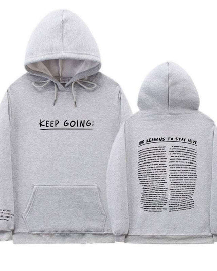 Printing Sweatshirt - Letter Printing Long-sleeved Drawstring Hooded Sweatshirt With PocketsWomens - Plush Fashion Shop #