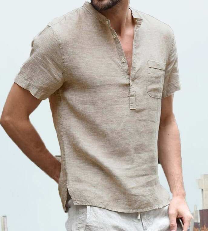 Casual Linen Solid Color Shirt Button V Neck Men Summer TopsElevate your summer style with our Casual Linen Solid Color Shirt! The unique design and variety of colors allow for endless options to match your personal style. MaMen's Polo ShirtsPlush Fashions ShopPlush Fashion Shop