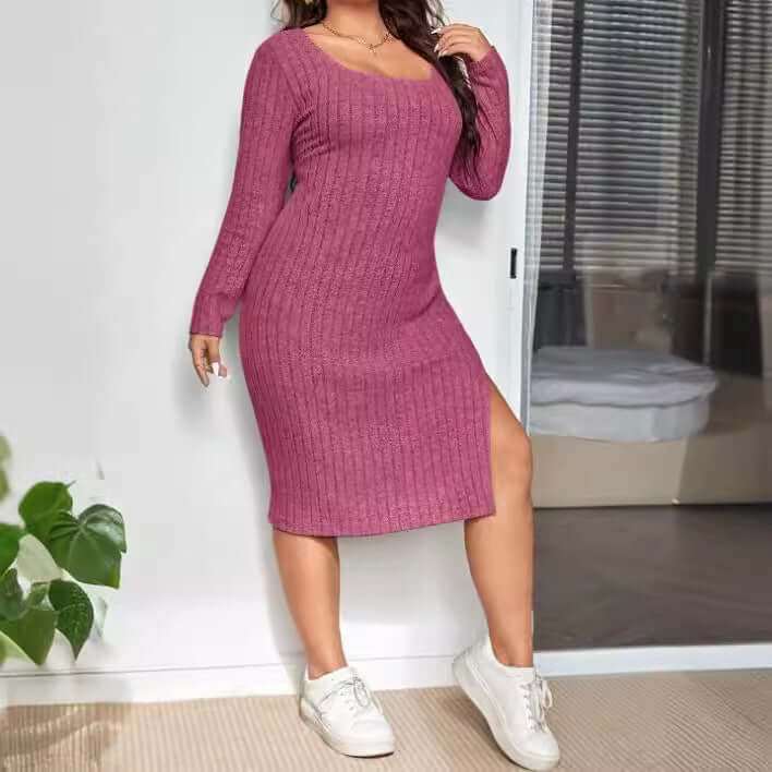 Long Sleeve Narrow Slit-fitting Sunken Stripe Knitted DressMake a statement in this Long Sleeve Narrow Slit Slim-fitting Sunken Stripe Knitted Dress. With a bold rose red color and trendy street hipster style, you'll turn heDressPlush Fashions ShopPlush Fashion ShopLong Sleeve Narrow Slit-fitting Sunken Stripe Knitted Dress