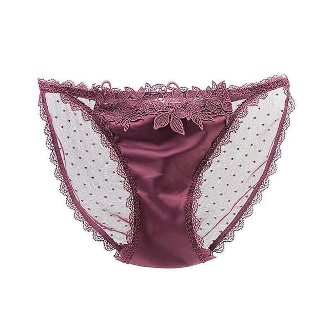 Mesh see-through low-waist women's underwear in bold color.